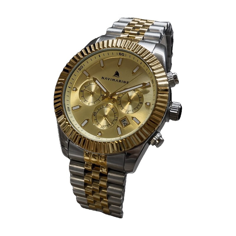 Navimarine Two Tone Champagne Chronograph, orologio da uomo